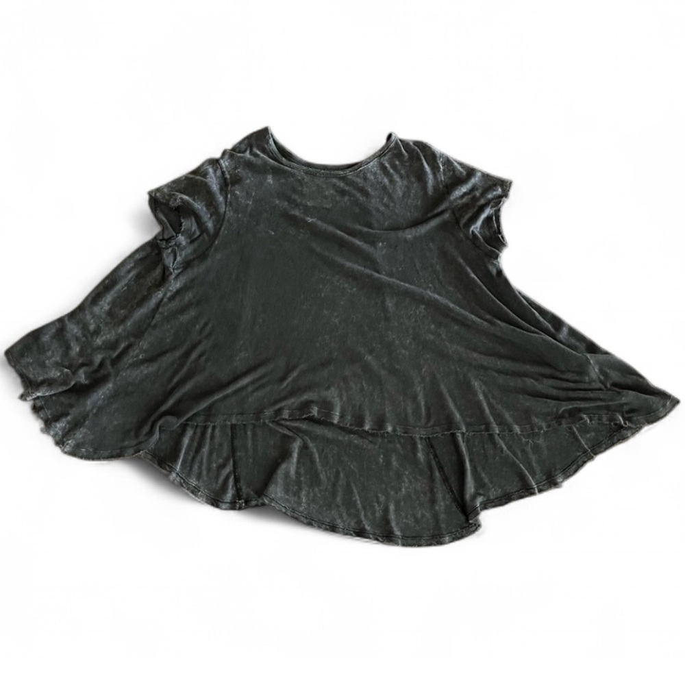 Free People Artsy Distressed Acid-wash Black Tunic, S/XS (oversized!)